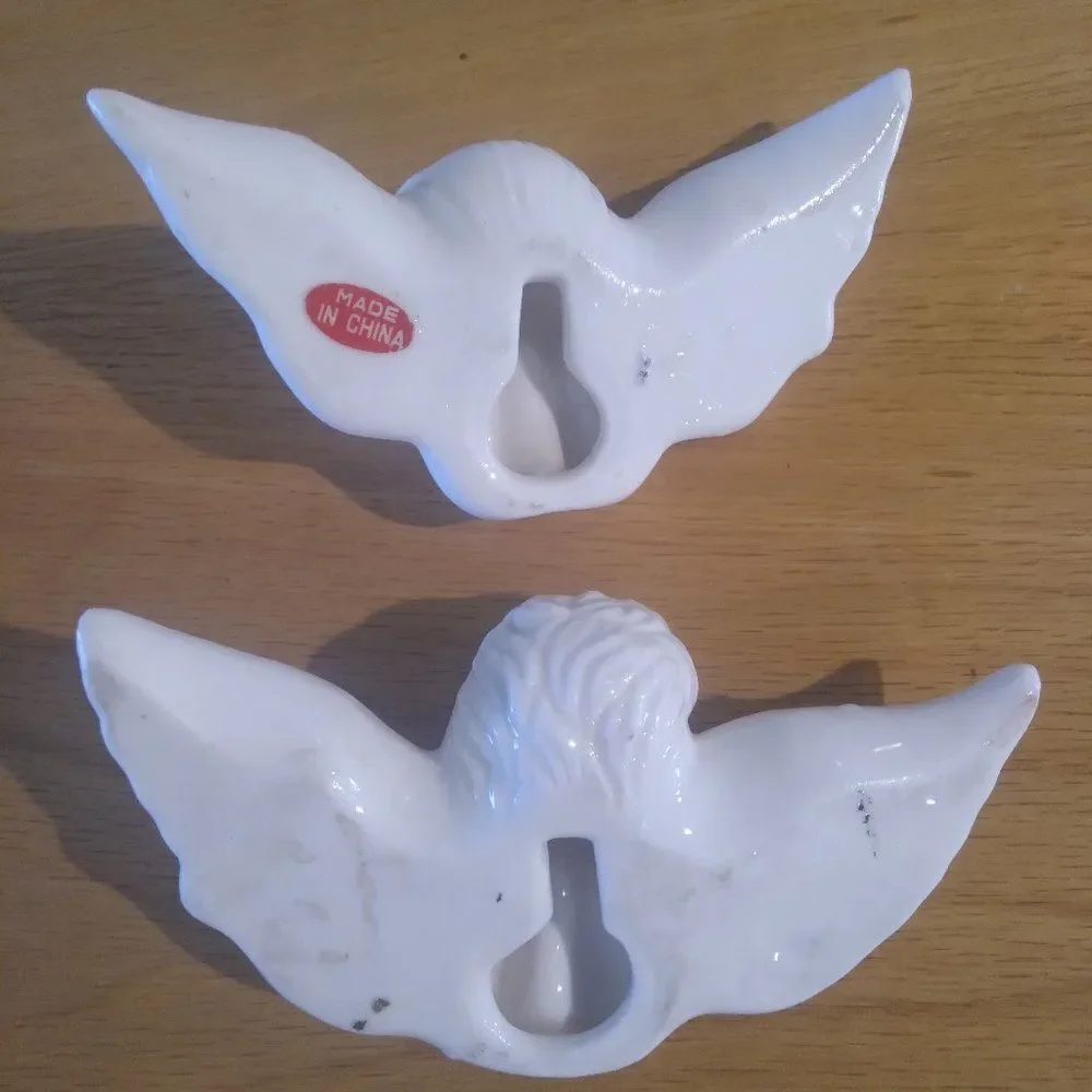 Vintage Angel Ceramic Porcelain Wall Hanging Ornament Lot (4)